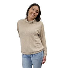 WOMEN'S TURTLENECK CABLE KNIT SWEATER TAUPE