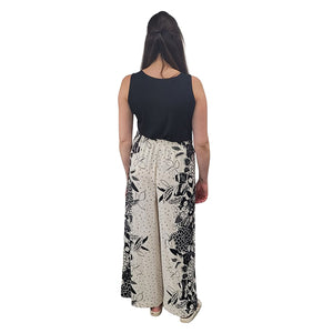 WOMEN'S WRAP PANTS FLORAL BLACK/CREAM