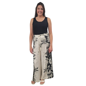 WOMEN'S WRAP PANTS FLORAL BLACK/CREAM