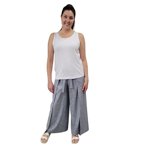 WOMEN'S WRAP PANTS HEMP DENIM CHAMBRAY
