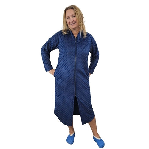 WOMEN'S FILL ZIP ROBE WHISPER BUBBLE NAVY