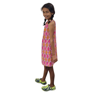 YOUTH SUN DRESS DIAMOND PRINT PINK