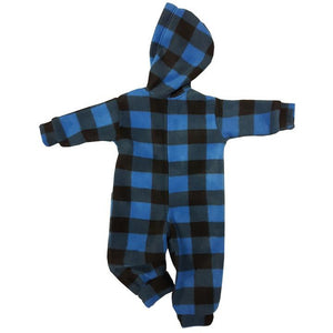 INFANT HOODED ONESIE BUFFALO CHECK BLUE Made In Canada