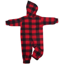 INFANT HOODED ONESIE BUFFALO CHECK RED Made in Canada
