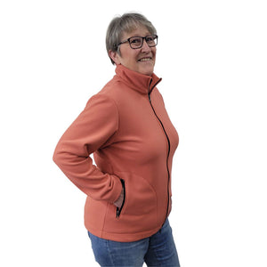 WOMEN'S FITTED CARDIGAN MICRO FLEECE CLAY
