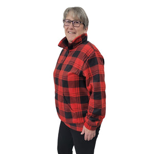 ADULT ZIP PULLOVER W/POUCH RED PLAID