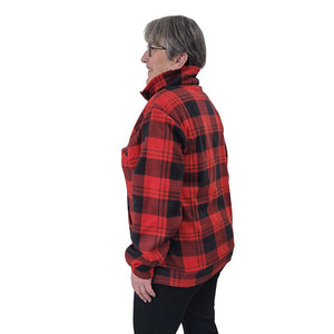 ADULT 1/4 ZIP PULLOVER W/POUCH RED PLAID