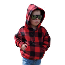 CHILD HOODED 1/4 ZIP PULLOVER BUFFALO CHECK RED
