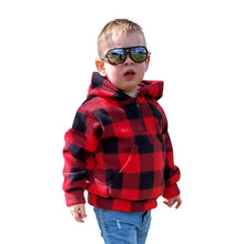 CHILD HOODED 1/4 ZIP PULLOVER BUFFALO CHECK RED