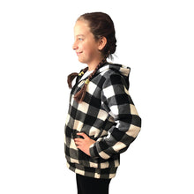 YOUTH HOODED 1/4 ZIP PULLOVER BUFFALO CHECK WHITE