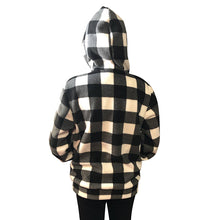 YOUTH HOODED 1/4 ZIP PULLOVER BUFFALO CHECK WHITE