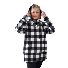 LADIES HOODED TUNIC BUFFALO CHECK WHITE Made in Canada