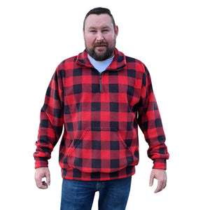 ADULT 1/4 ZIP PULLOVER BUFFALO CHECK RED