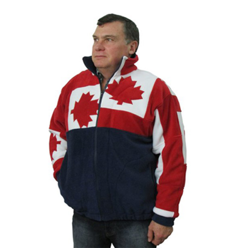 ADULT MAPLE LEAF PATCHWORK BOMBER JACKET NAVY Made in Canada