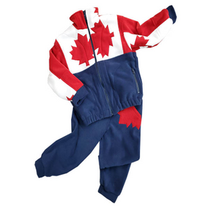 CHILD MAPLE LEAF PATCHWORK BOMBER JACKET SET NAVY Made in Canada